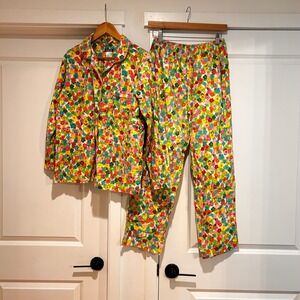 Joe Boxer Womens Floral Print Pajama Set Medium Cotton Flannel 2pc Sleep Whimsy